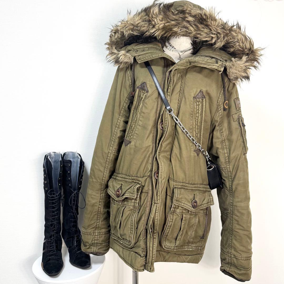 y2k❤️ 00s Abercrombie & Fitch ファー付 モッズコート