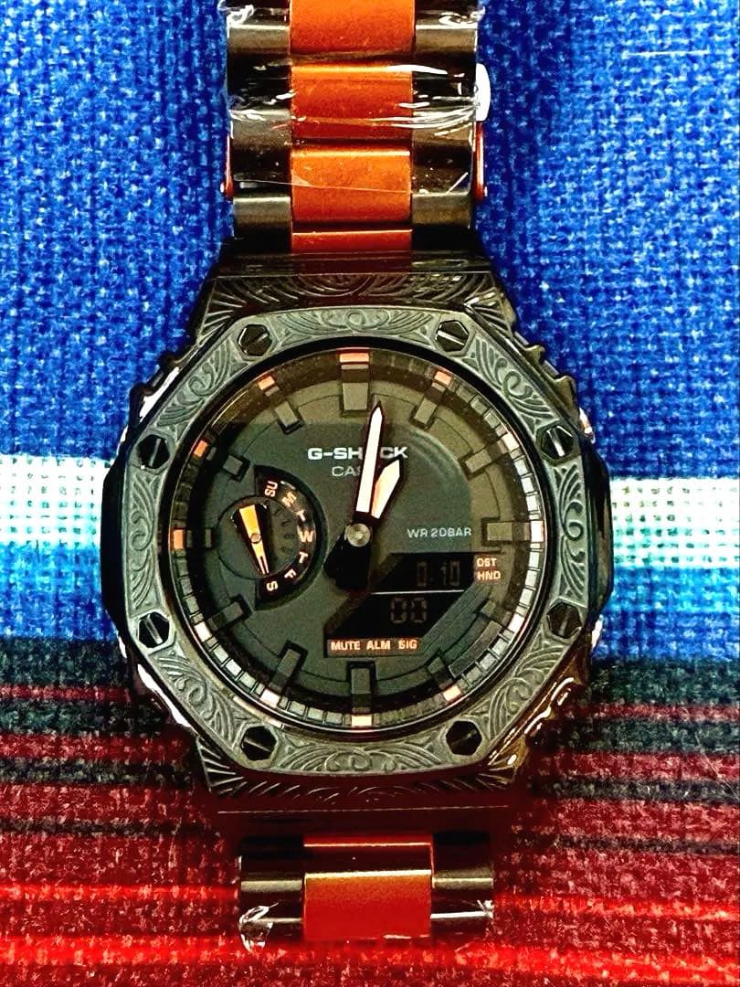 G-SHOCK ネイティブ柄、メタルバンドカスタマイズ　GA-2100