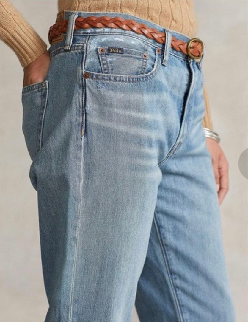 芸能人着用◎ラルフローレン　レザースキニーベルト　ダークブラウン