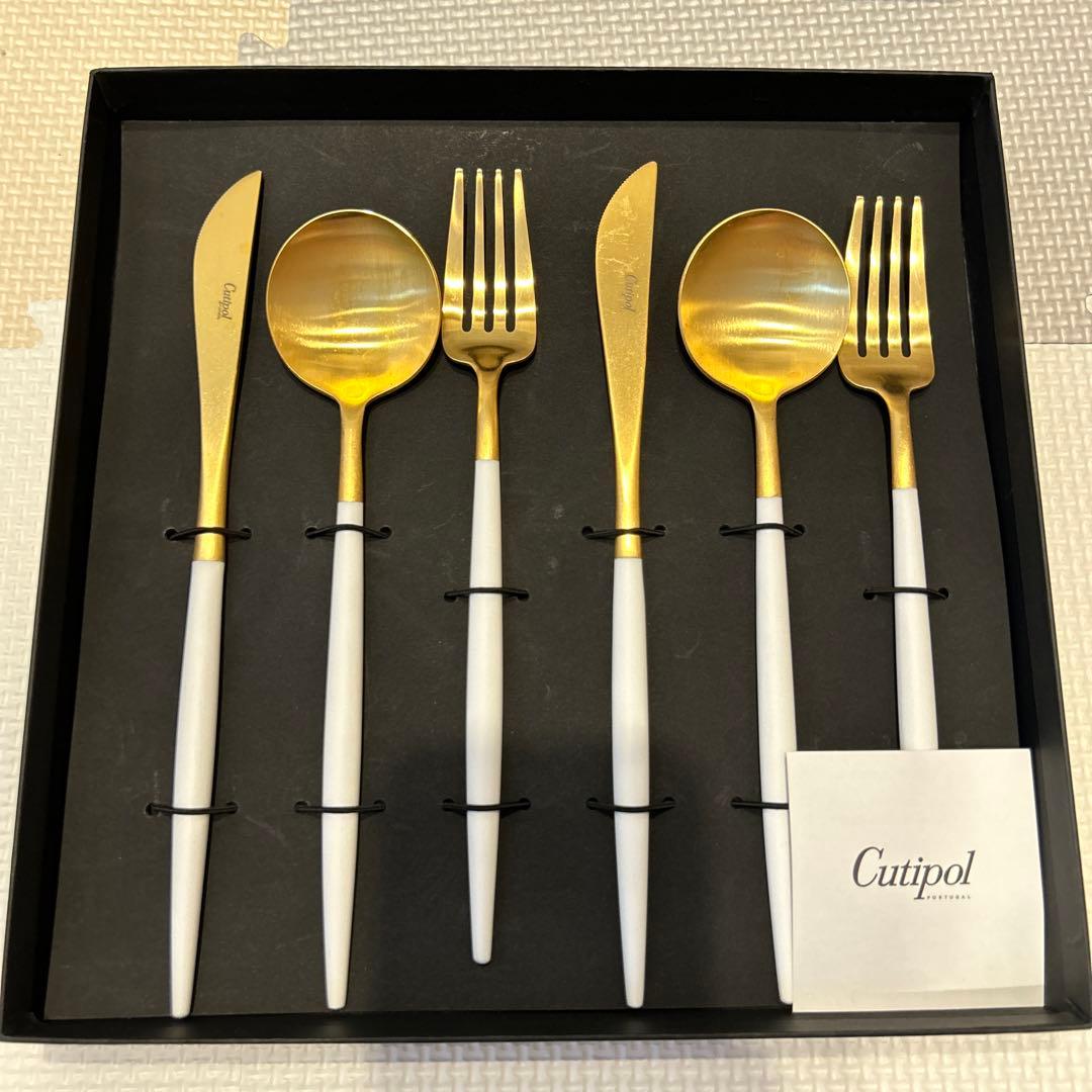 値下げ⭐︎Cutipol ホワイトxゴールド　ディナーペアセット6点セット