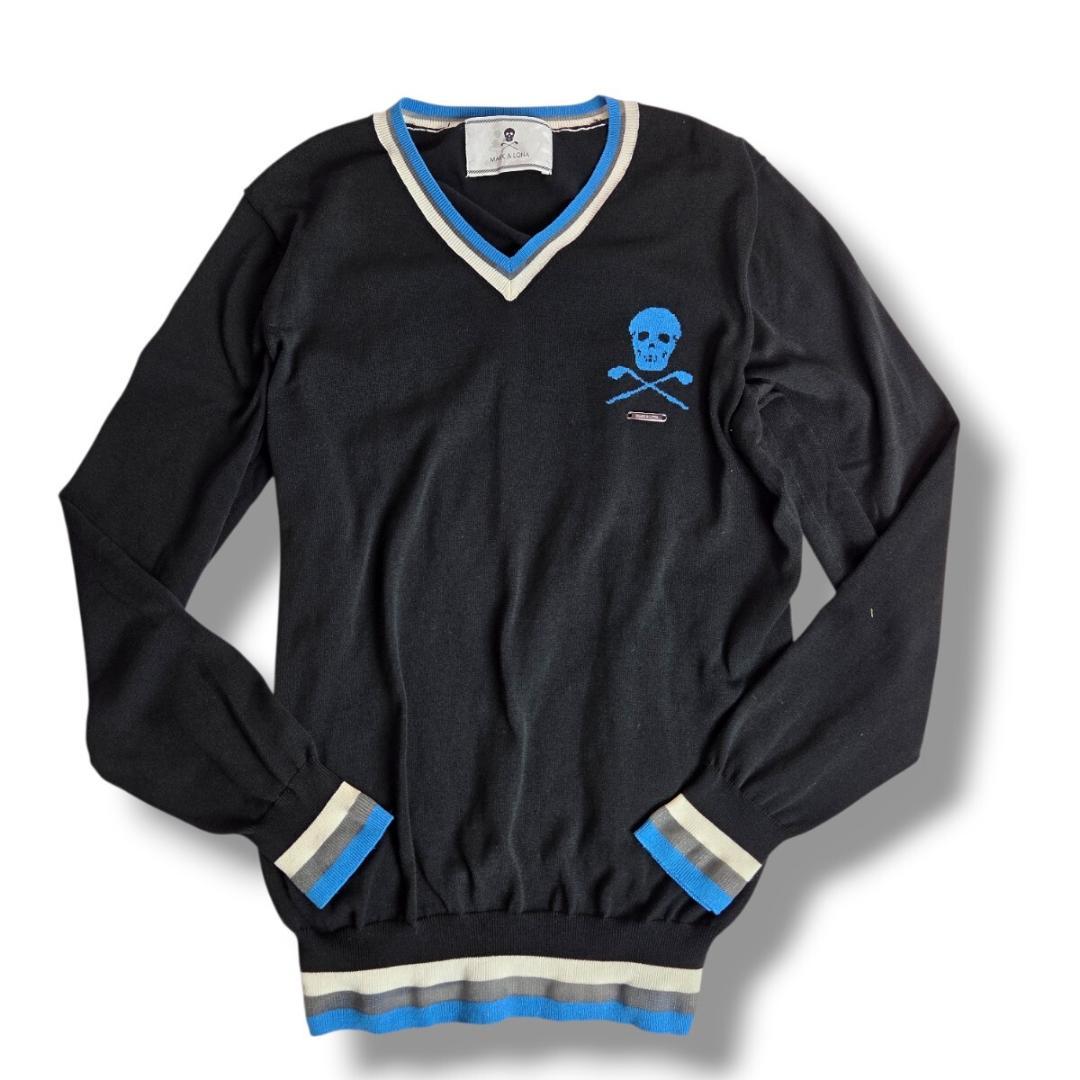 マークアンドロナ ニット セーター M 黒 スカル ゴルフウェア