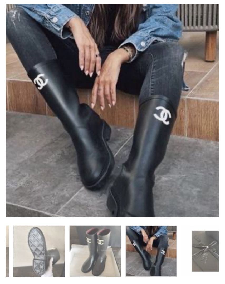 CHANEL ラバーロング　レインブーツ　37