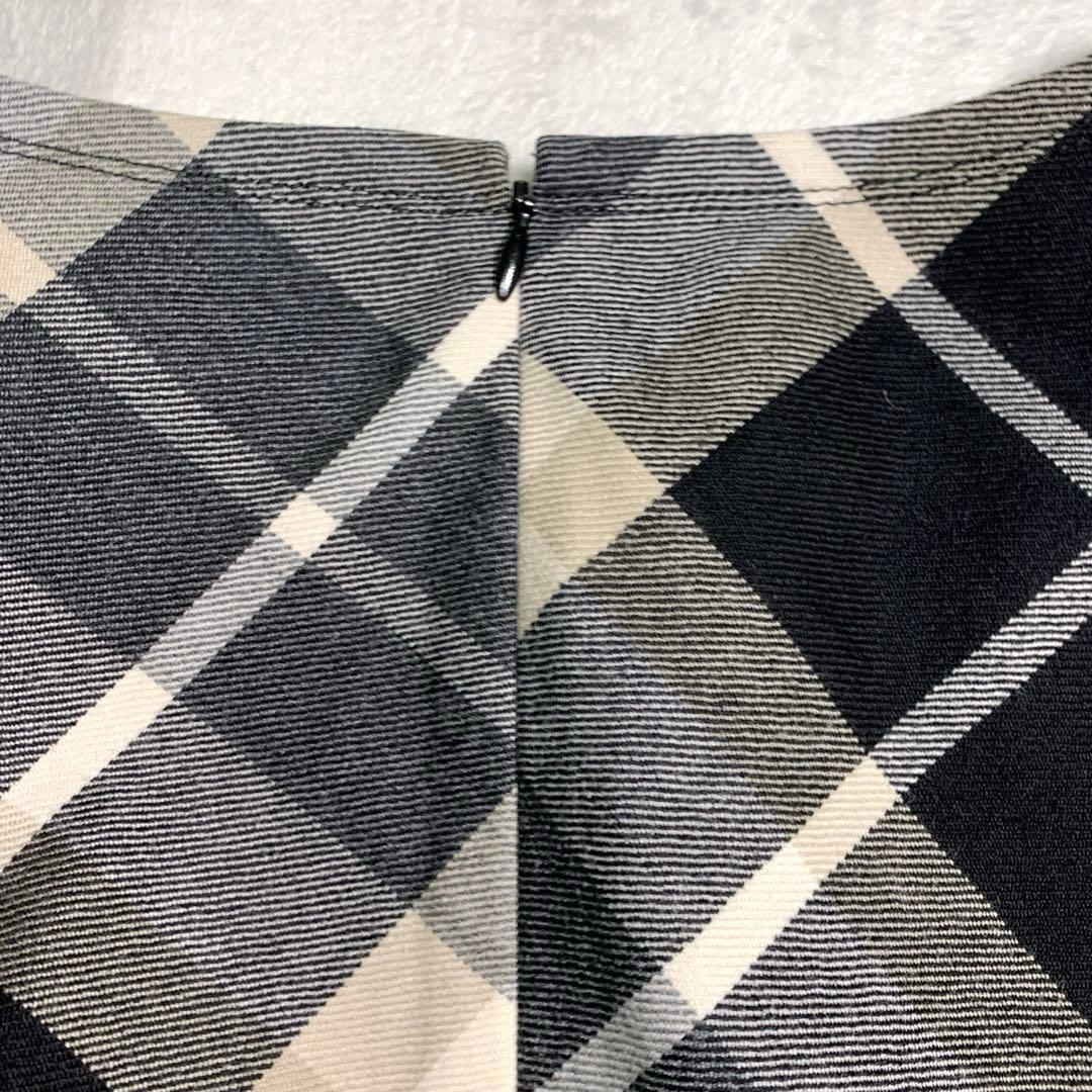 バーバリー　フレアワンピース　Ｓ　黒ノバチェック　毛　ウエストベルト　ホースロゴ