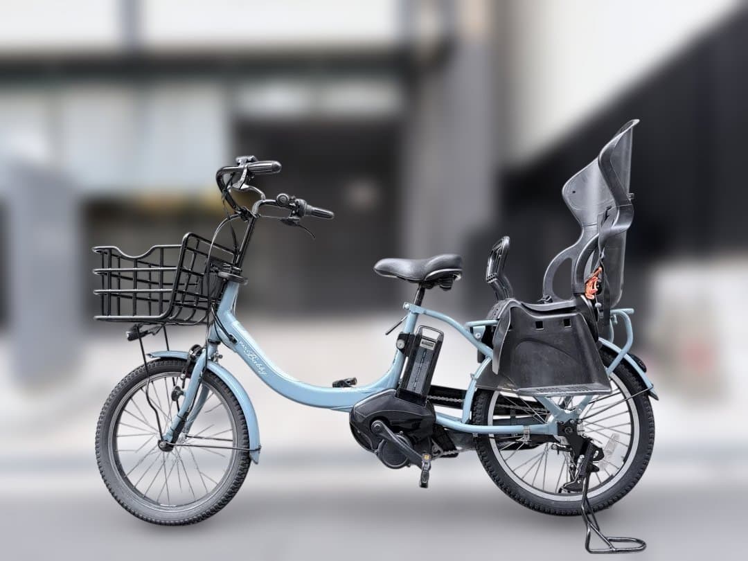大阪府　子供乗せ　ヤマハ　水色 電動アシスト自転車 チャイルドシート付き