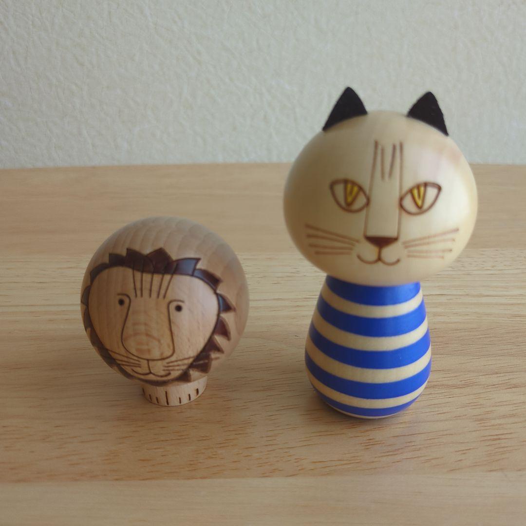 リサラーソン　猫とライオンのこけしセット（箱付き）