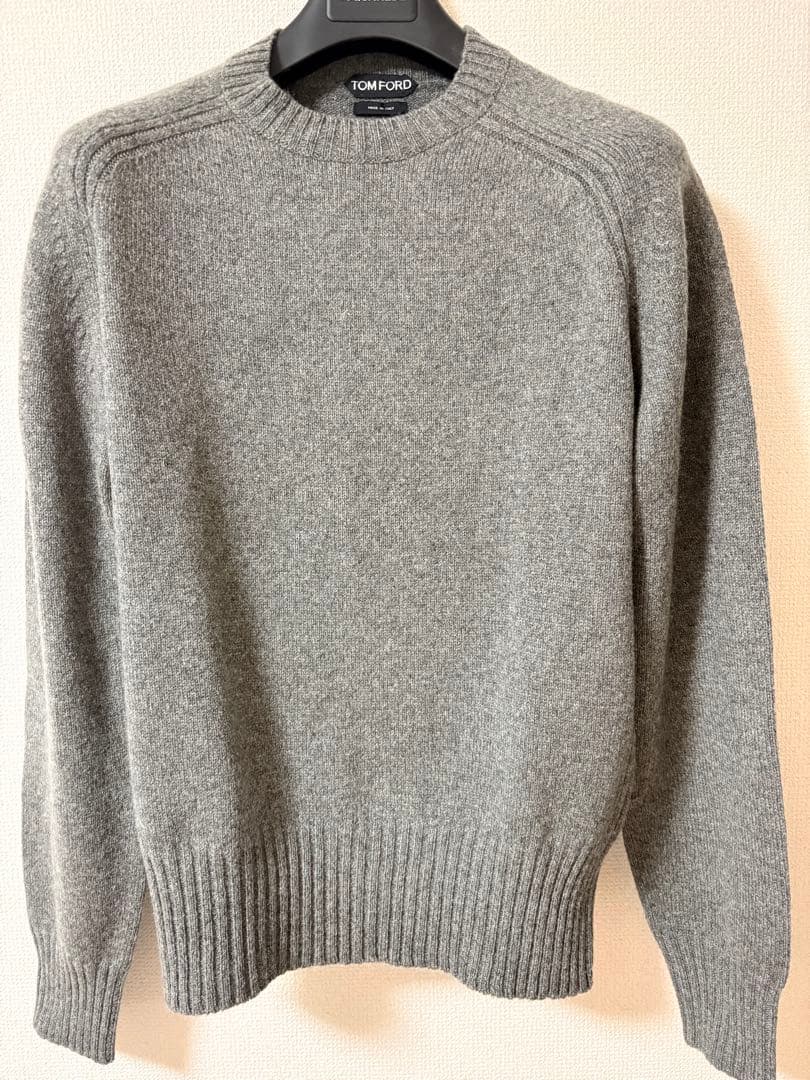 【TOM FORD 】グレー クルーネックカシミヤセーター