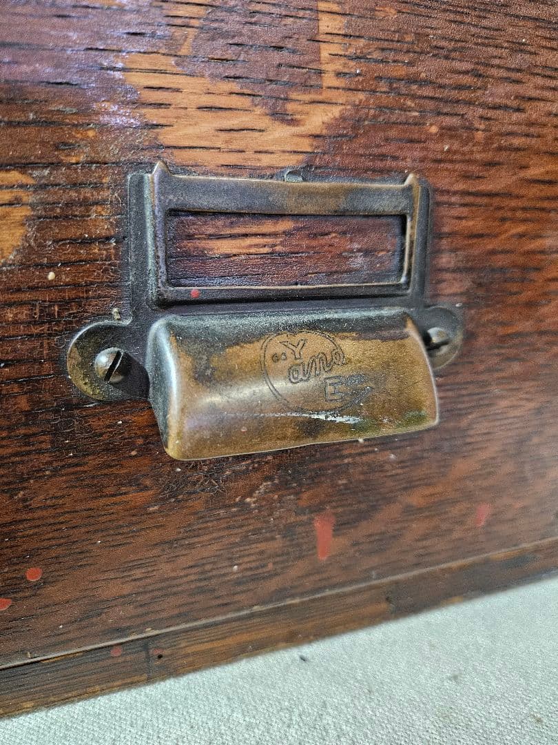 USアンティーク 木製のファイルキャビネット カードホルダー 卓上 書斎