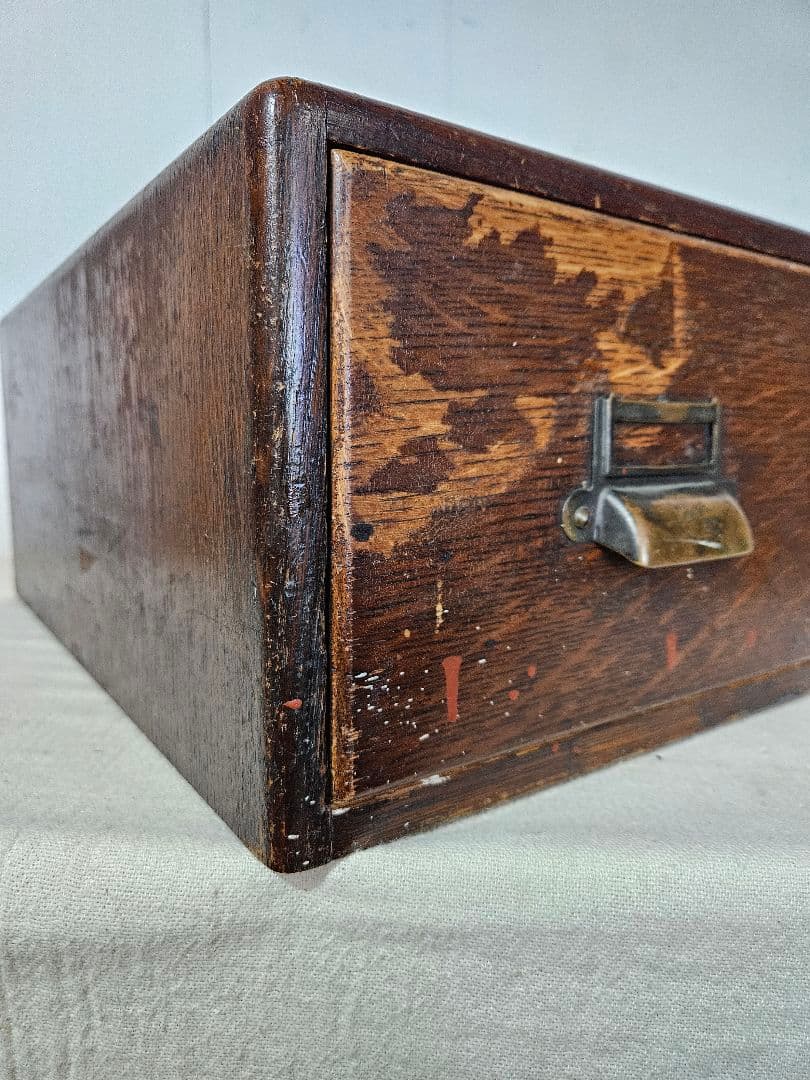 USアンティーク 木製のファイルキャビネット カードホルダー 卓上 書斎