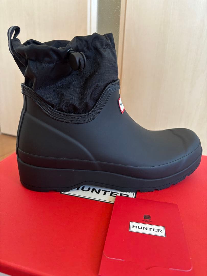 【新品・未使用品】HUNTER ハンタープレイショートトラベルブーツ 長靴　黒