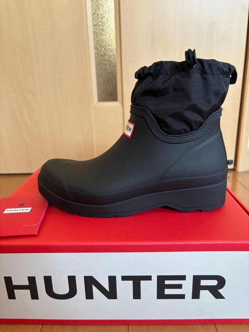 【新品・未使用品】HUNTER ハンタープレイショートトラベルブーツ 長靴　黒