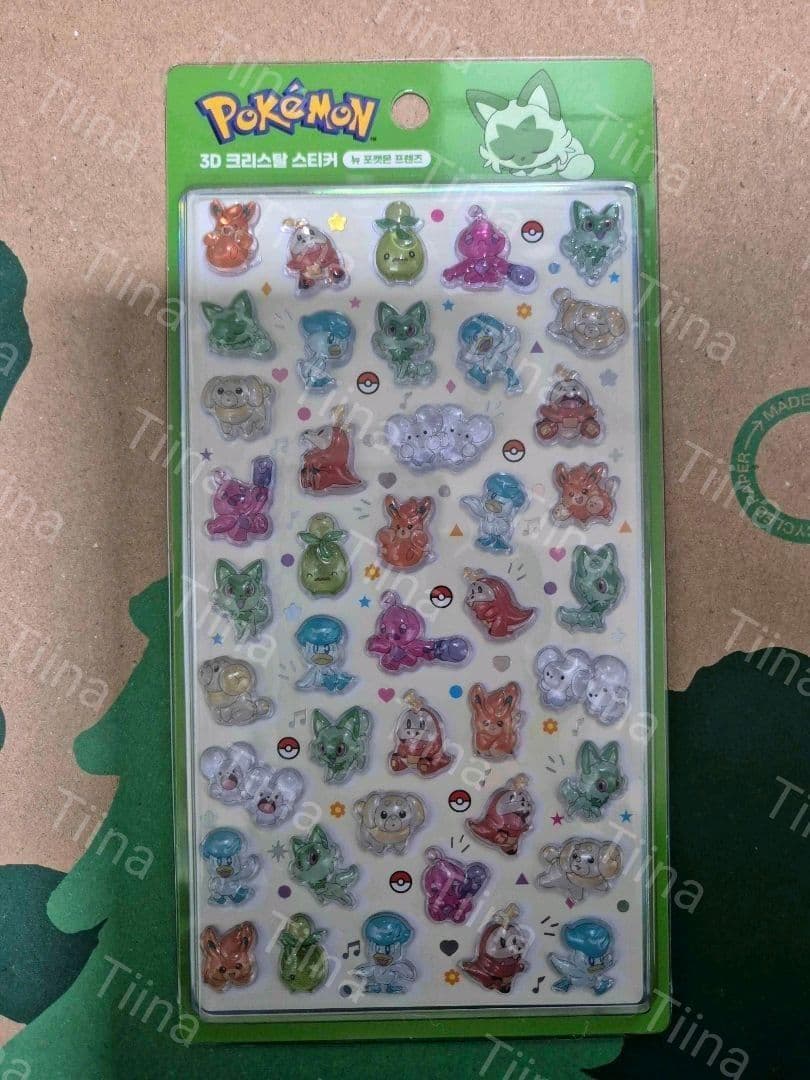 8枚セット 韓国限定 ポケモン ドロップシール 3D シール ぷっくり 硬い