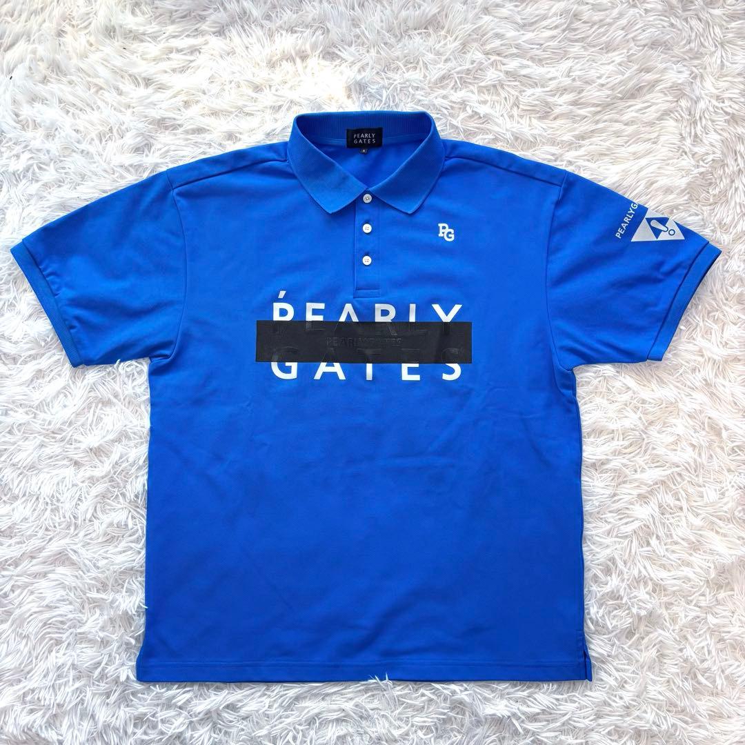 最新作 パーリーゲイツ ポロシャツ 鹿子 ブルー ストレッチ 襟付き