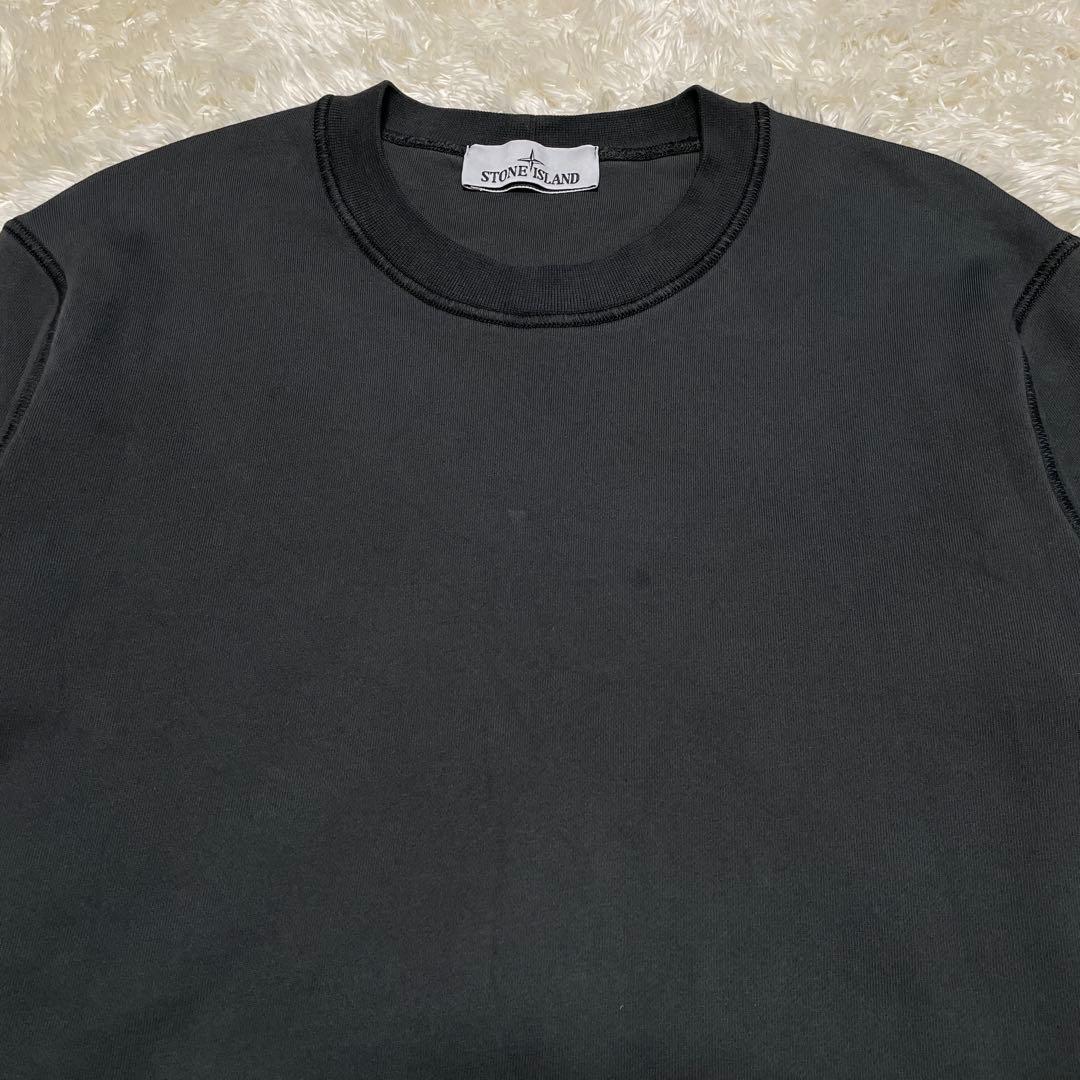 STONE  コットン　クルーネック　トレーナー　チャコールグレー