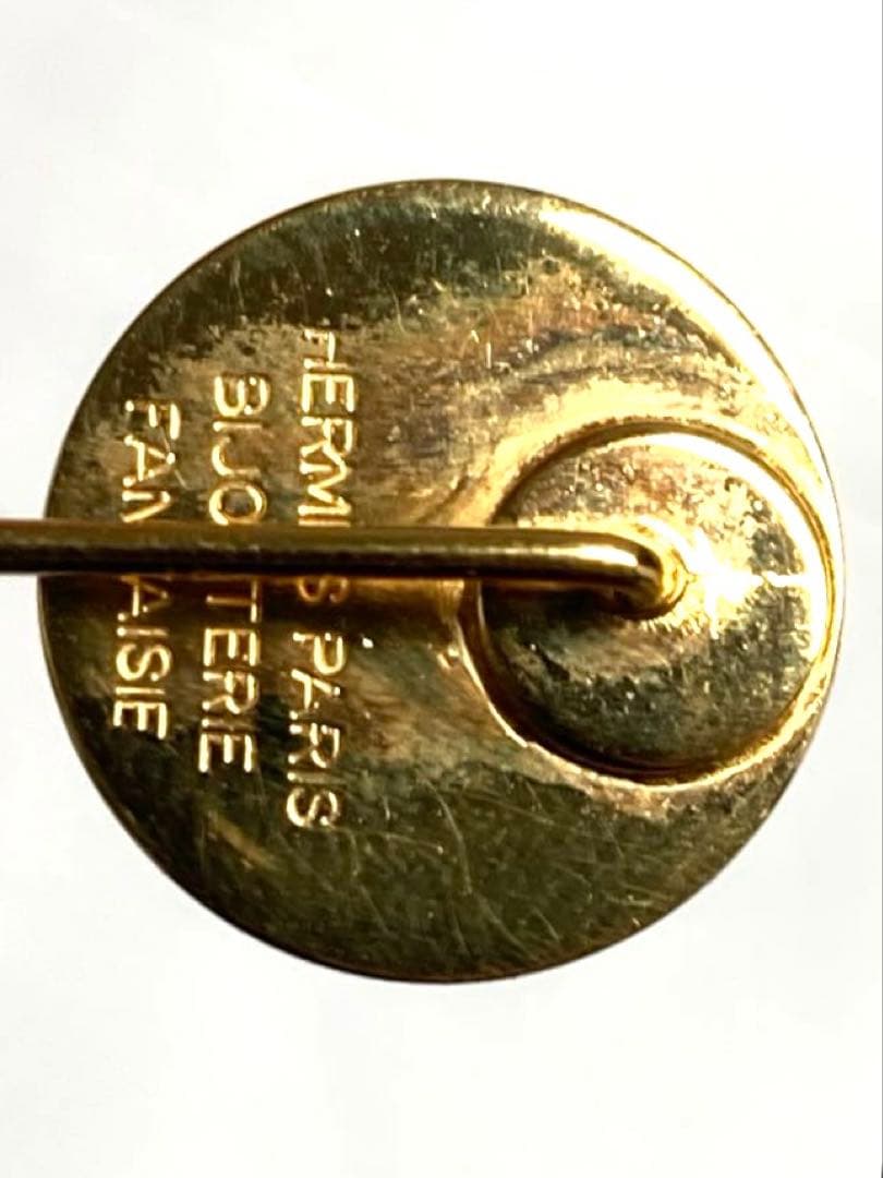 良品　HERMES エルメス セリエ ピンブローチ ピンバッジ ゴールド 箱付き