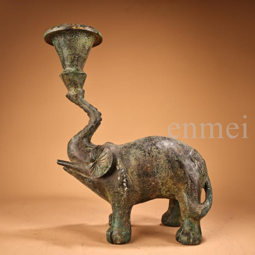 中国古美術・珍品旧藏・青銅製象形燭台・油灯・風水開運・ 仏教美術・青銅器・置物