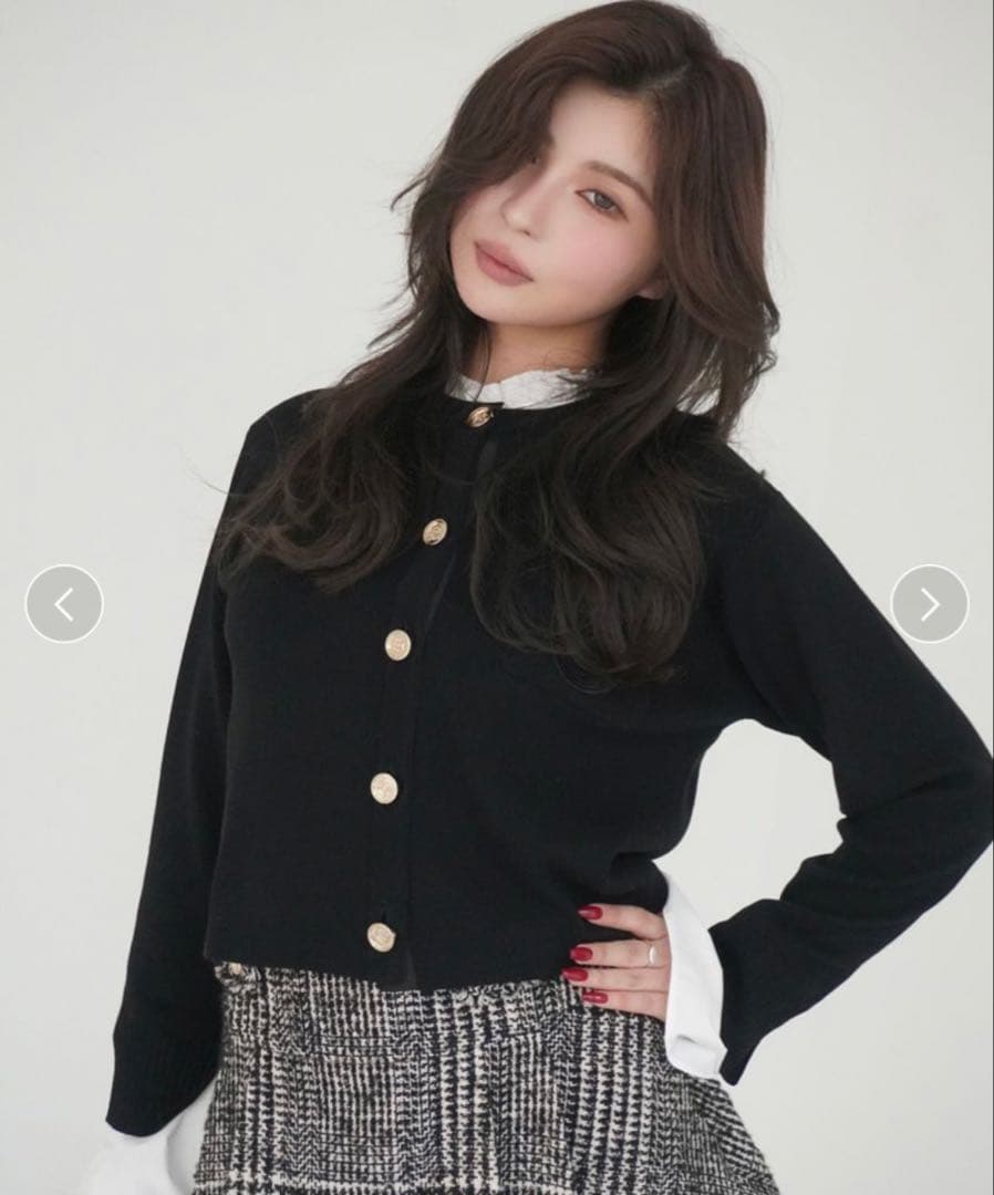 EIMY ISTOIRE Attached collar カーディガン 黒