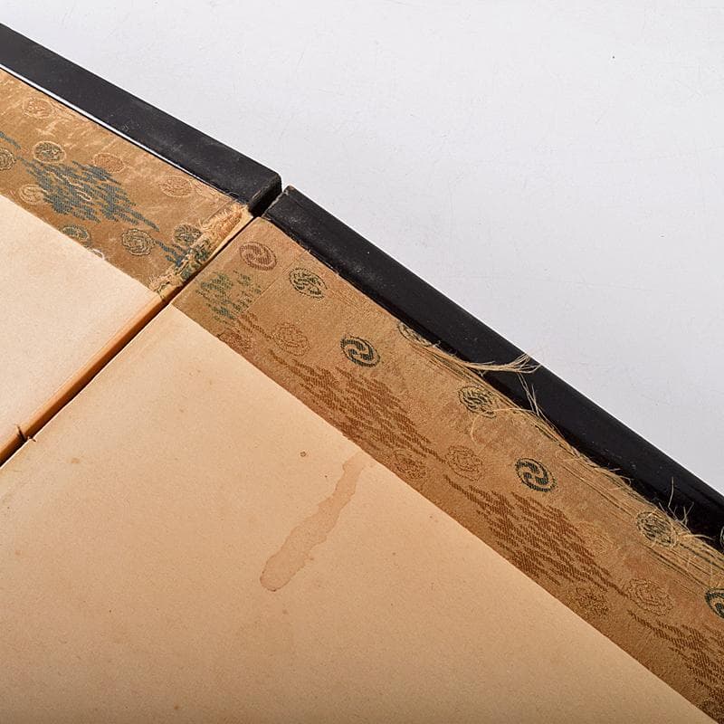 書画　支那事変　野砲戦図　小屏風　衝立　M　R7573B