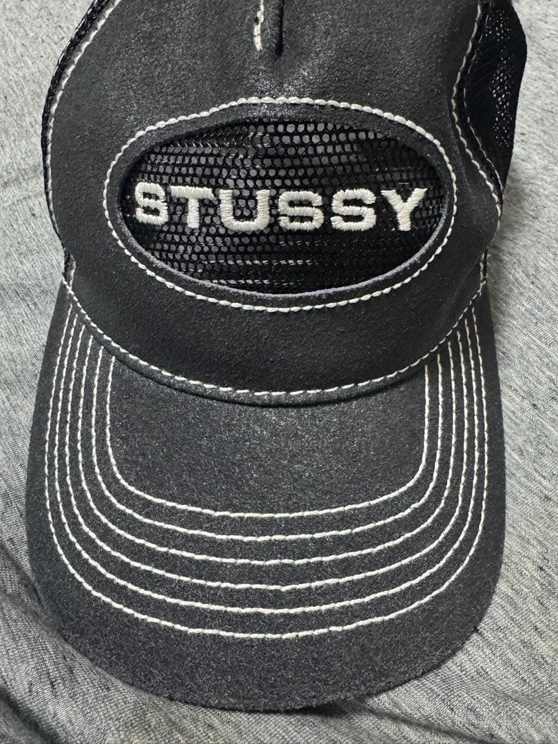 STUSSY ブラック メッシュキャップ