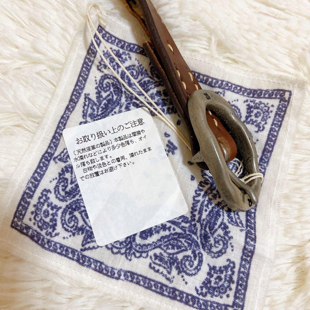 ほぼ新品　45R フォーティファイブアール レザー ベルト ブラウン ロゴ 金具