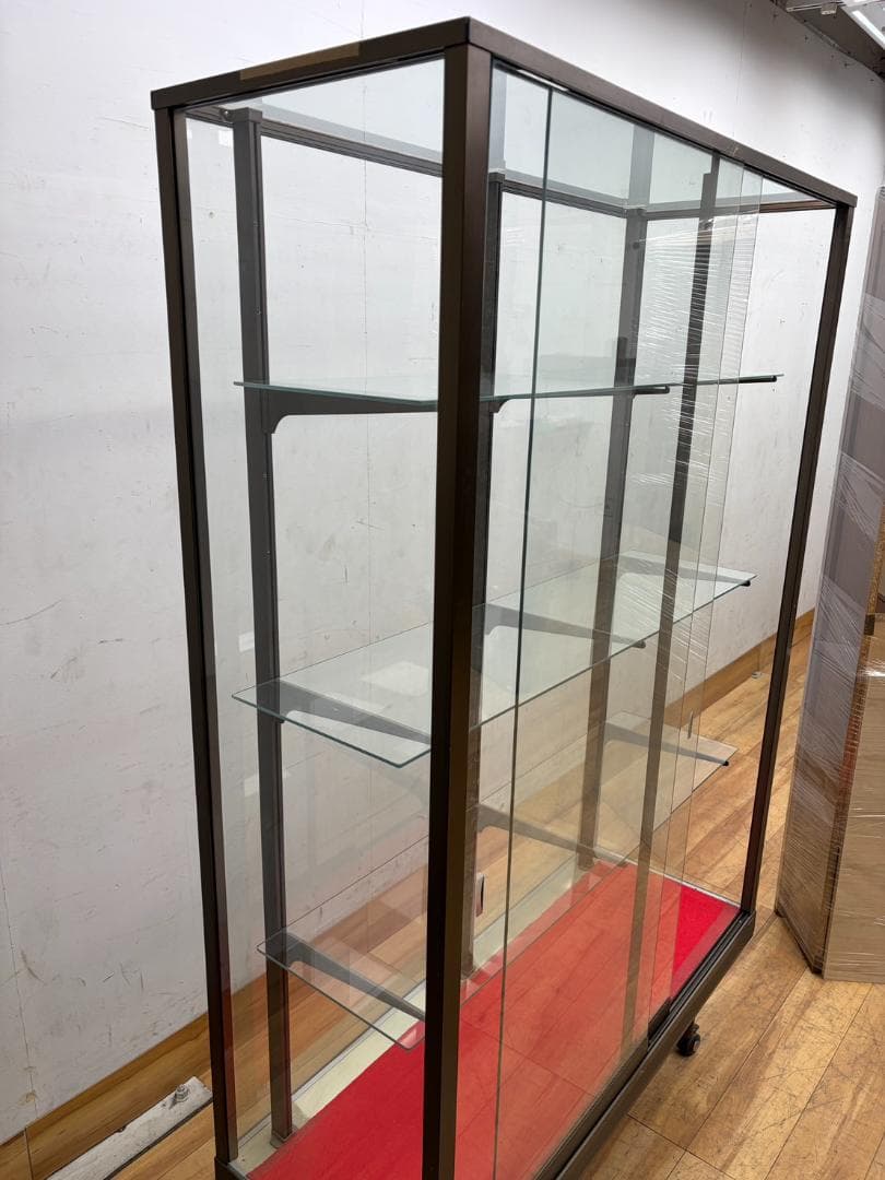 NISSIN　ガラスショーケース　キャスター付き　店舗用