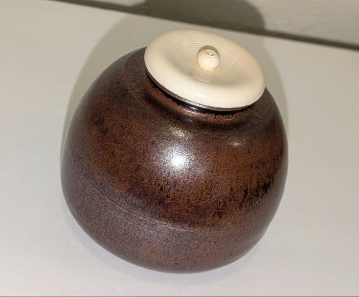 『鬼丸碧山』茶入　仕覆　高取　雪山窯　碧山作　茶道具　共箱　西陣織花文浮織