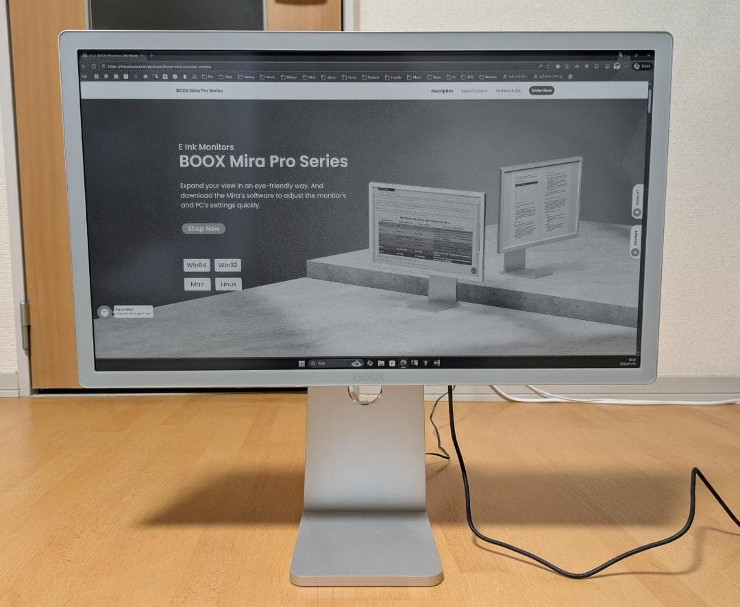 BOOX Mira Pro フロントライトなし E-inkディスプレイ