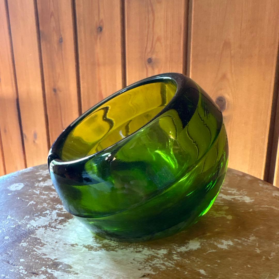 【70sビンテージ】VIKING グリーンガラス灰皿 ミッドセンチュリー