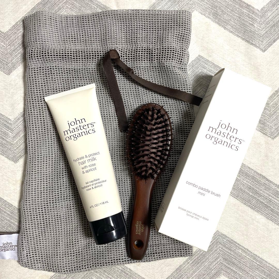 ジョンマスターオーガニック　ヘアミルク & コンボパドルブラシ ギフトセット