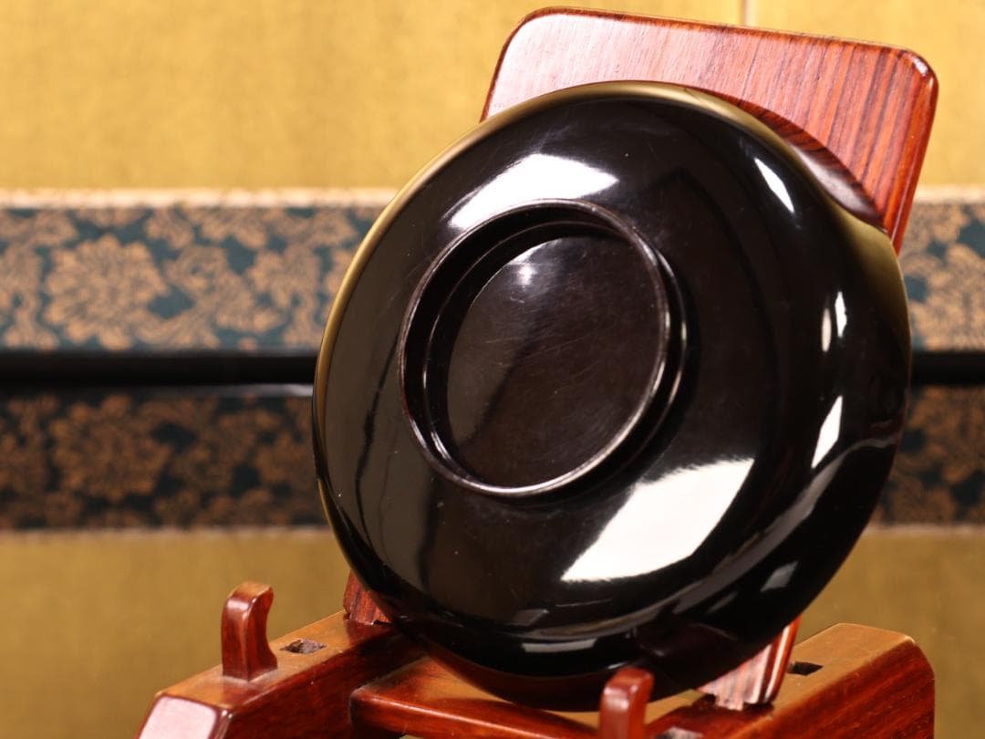 BK427　時代輪島塗　秋乃図金蒔絵　吸物椀　五客　木製　茶 懐石 菓子　螺鈿