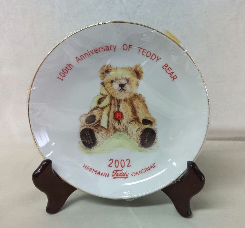 HERMANNハーマン社　100周年記念テディベア&プレート　2002年　ドイツ
