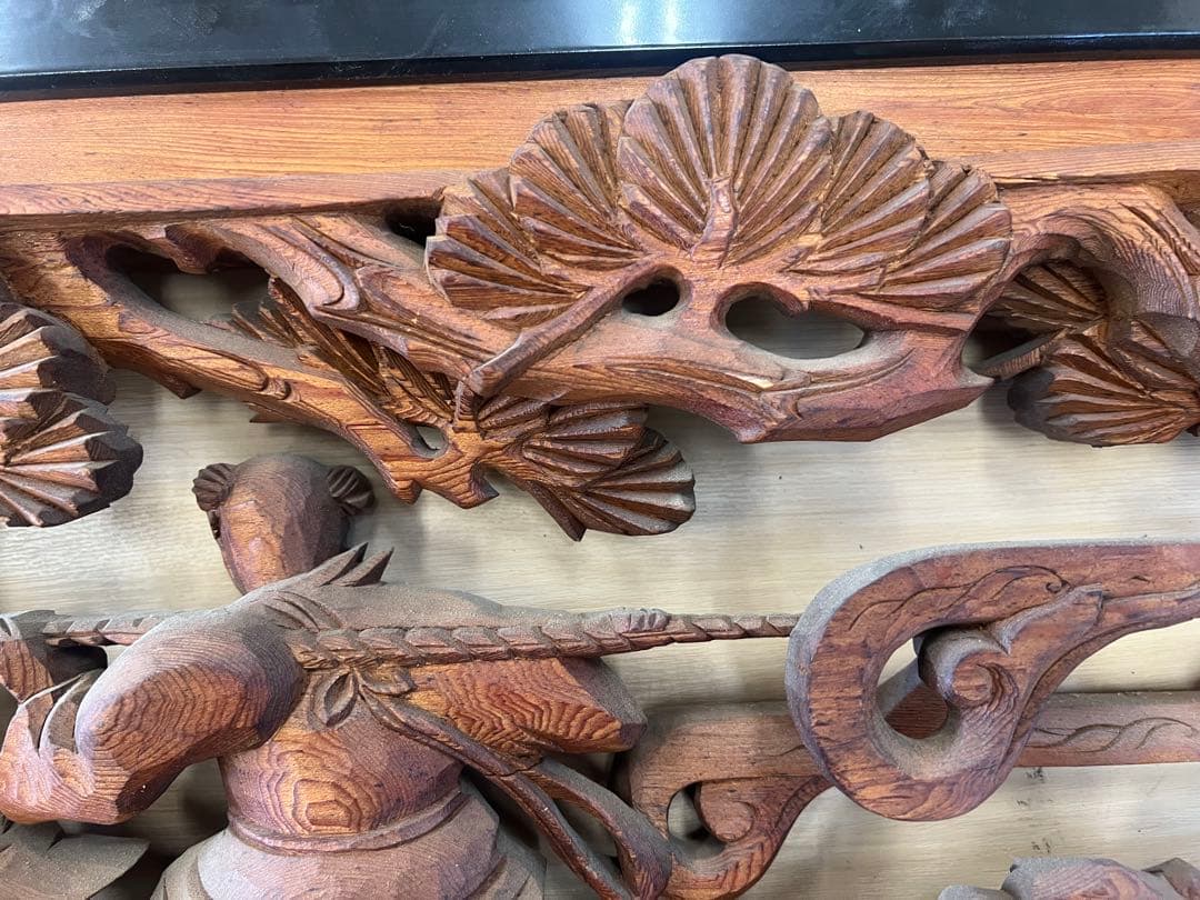 【 彫刻欄間① 】工芸品 木地 インテリア 和室 骨董品 木製 古民具