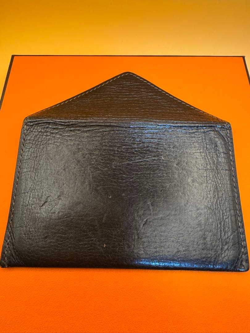HERMES レザー 封筒型名刺入れブラウン