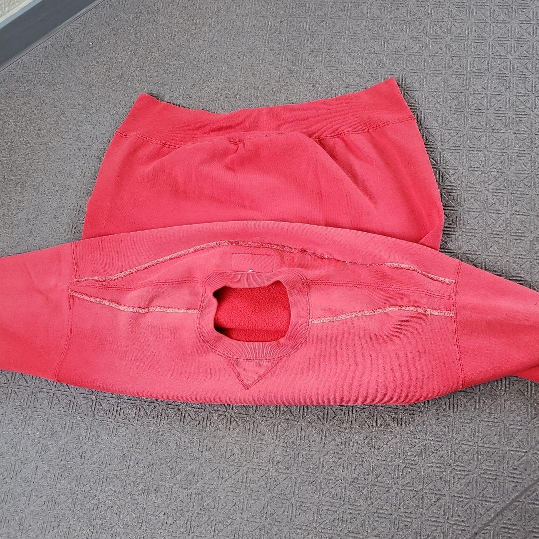 鬼フェード サーモンピンク USA製 Russell 前V スウェット 短丈 L