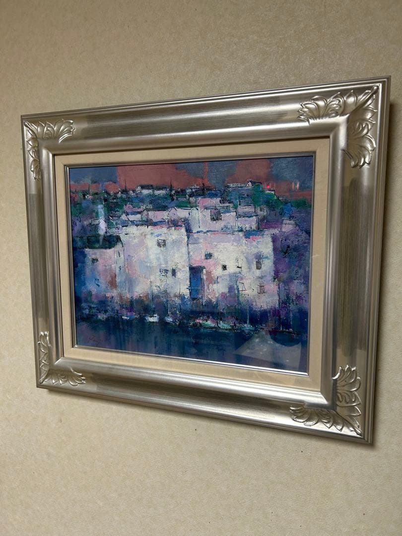 藤永正人　油彩画 [浜辺の街] 6号