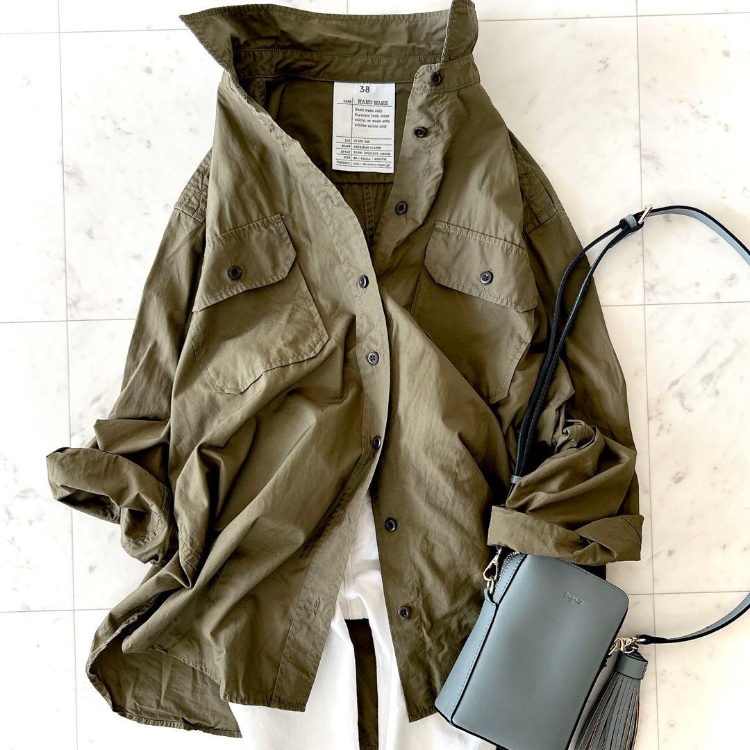 美品 ドゥーズィエムクラス オーバーサイズ ミリタリー シャツ カーキ長袖