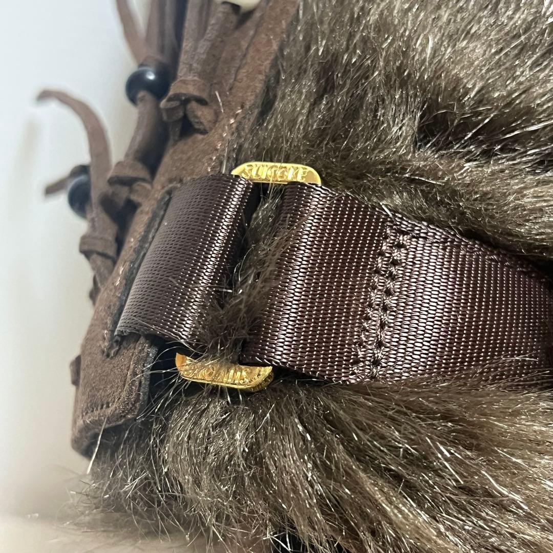 L'Appartment　[SUICOKE]ファー×フリンジサボサンダル　茶