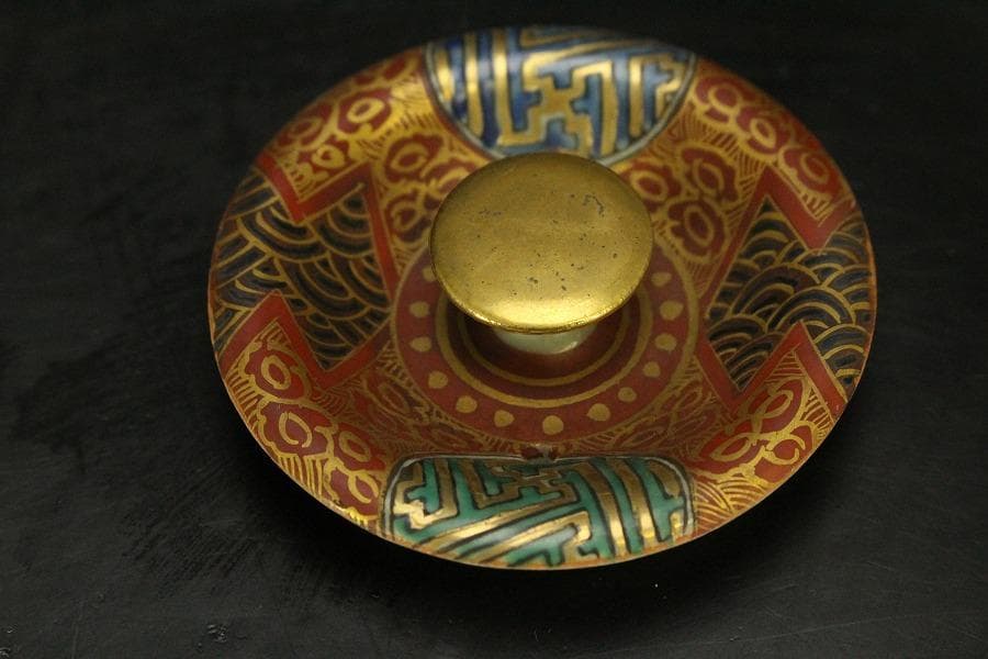 九谷 金彩色絵 庄三作 茶壷 煎茶(A374)