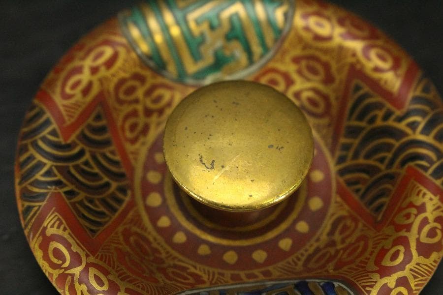 九谷 金彩色絵 庄三作 茶壷 煎茶(A374)