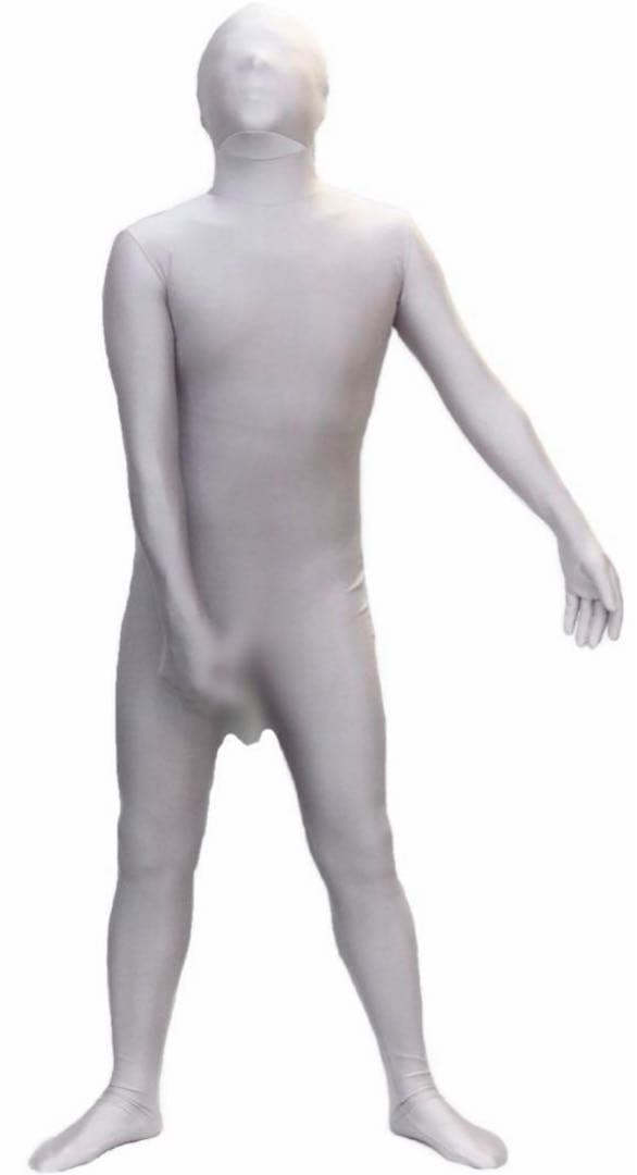 即購入OK。Lサイズ男性用凸仕様純白ゼンタイフルフェイスマスク全身タイツ