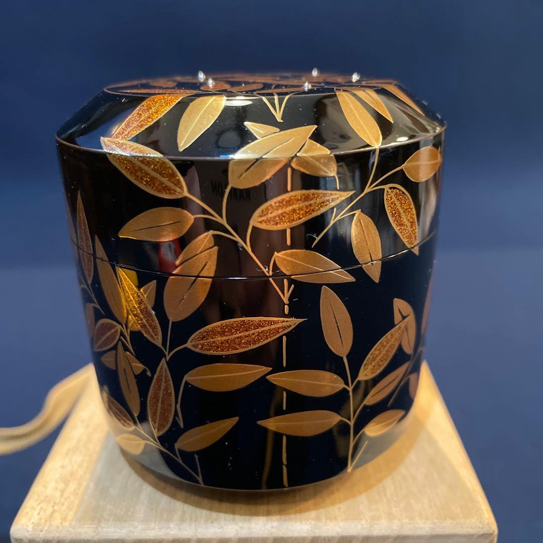 茶道具『雪吹 笹露 棗』輪島塗の名工【茶平 一斎】(作)共箱　※美品