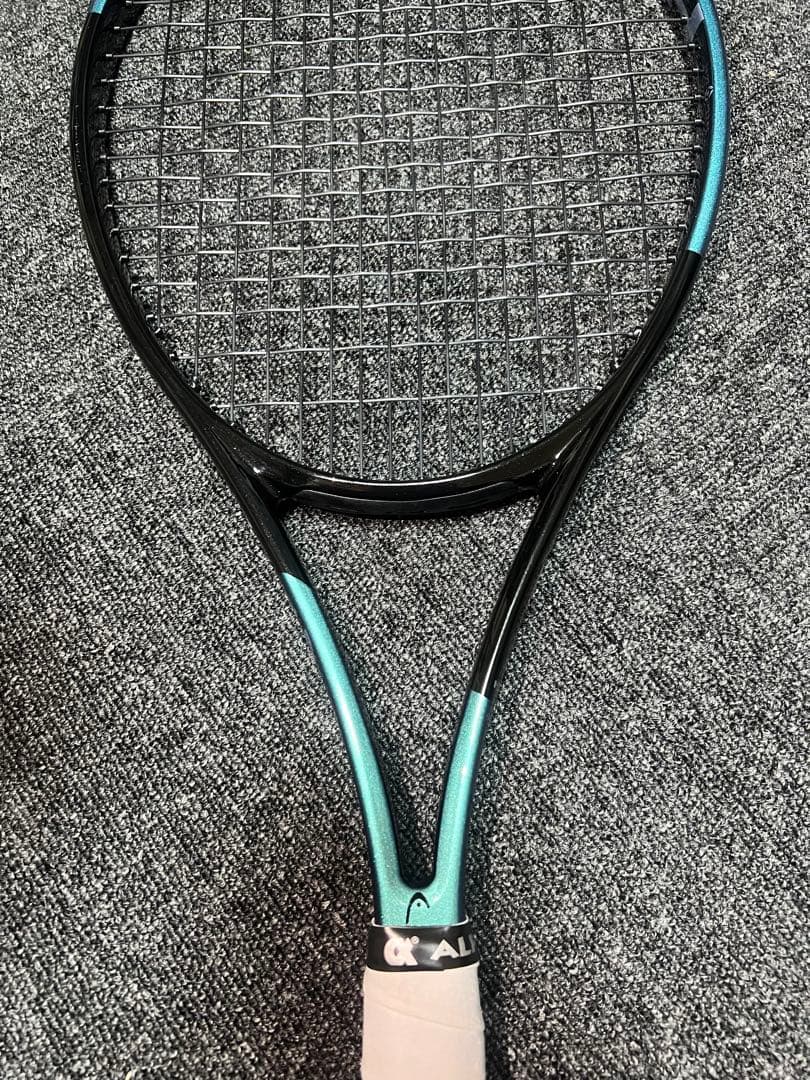 カーボンファイバー テニスラケット 黒水色