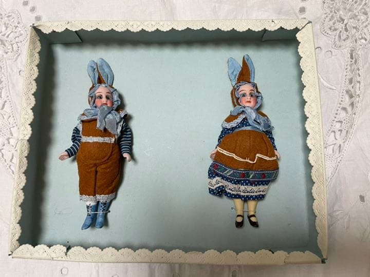 ビスクバニー　ビスクドール イースターバニー　ミニョネット　アンティーク　ドール