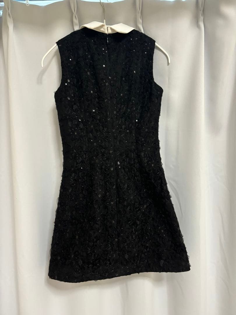 ローブドブルール　襟付きフラワーレースサテンミニキャバドレス