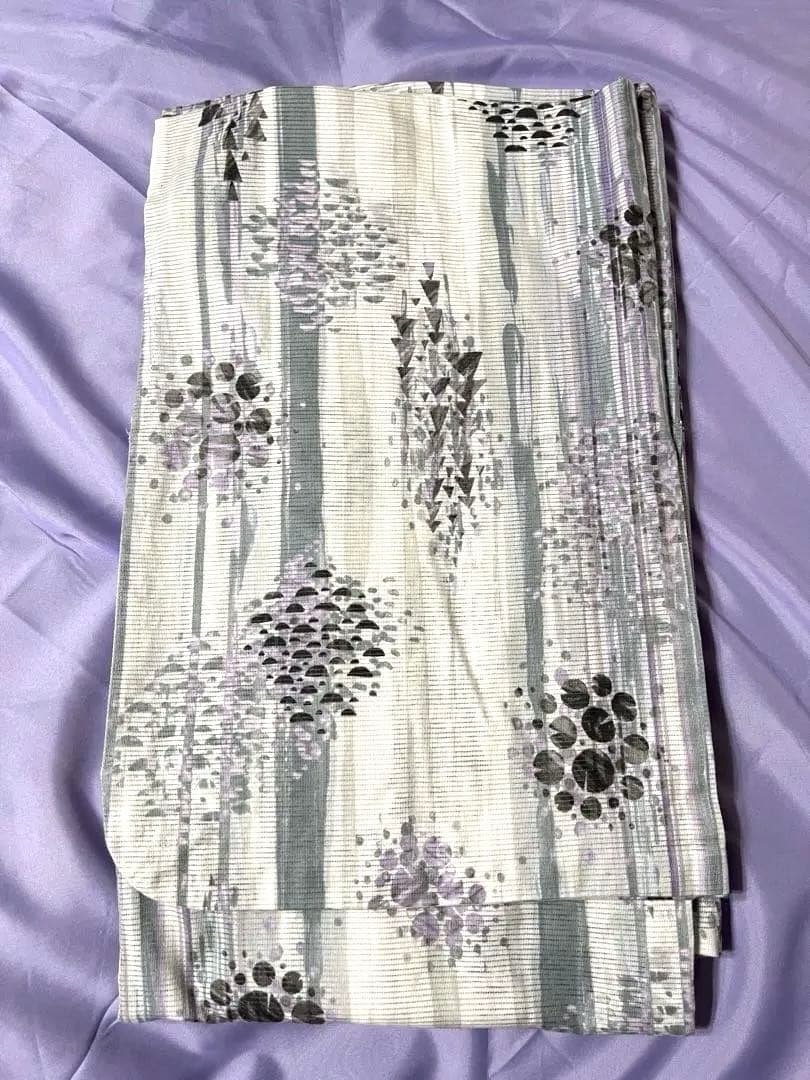 みすゞうた・みすずうた 浴衣「水辺の木」グレー×パープル 綿絽 身丈163裄68