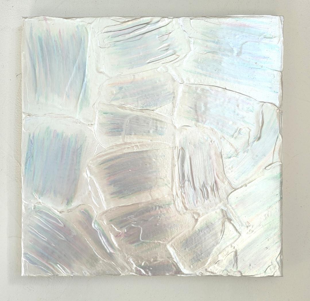 再生-銀 / テクスチャー キャンバス 26×26㎝ 原画 モダン 現代アート