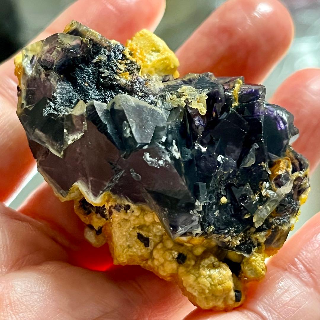 蛍光 キュービック ゾーニング フローライト カルサイト 共存 原石 鉱物