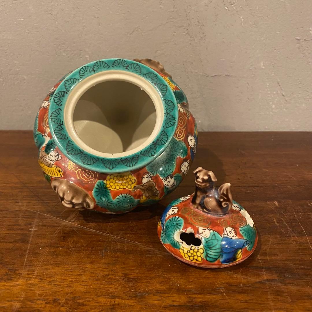 九谷焼き 九谷木米 香炉 狛犬 コレクション 骨董品 赤絵 呉須