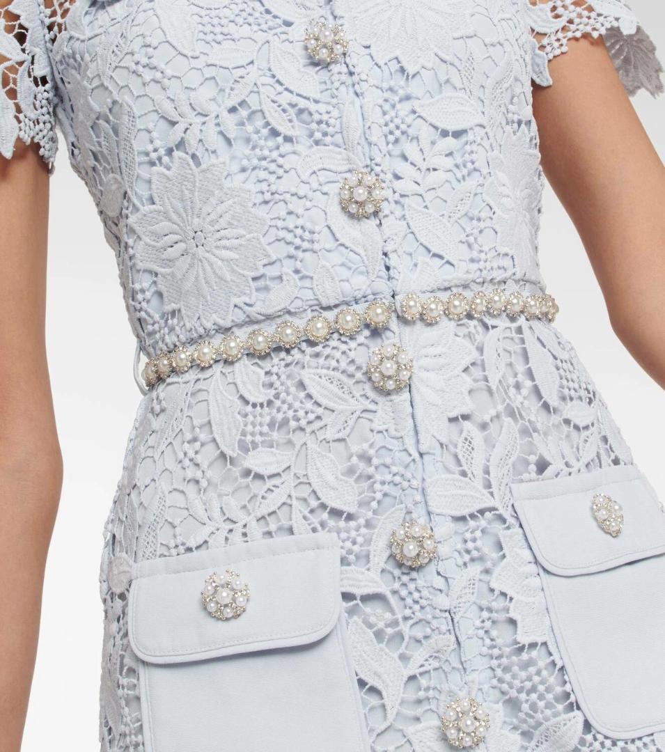 コ*マ様 セルフポートレイト ワンピース ギピュールレース ブルー UK8 未使