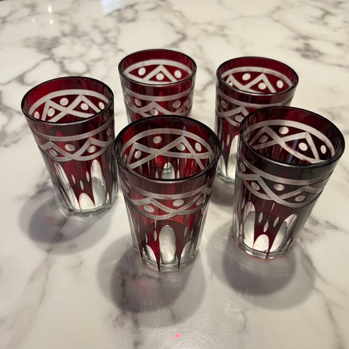 切子グラス　五個　大正ガラス