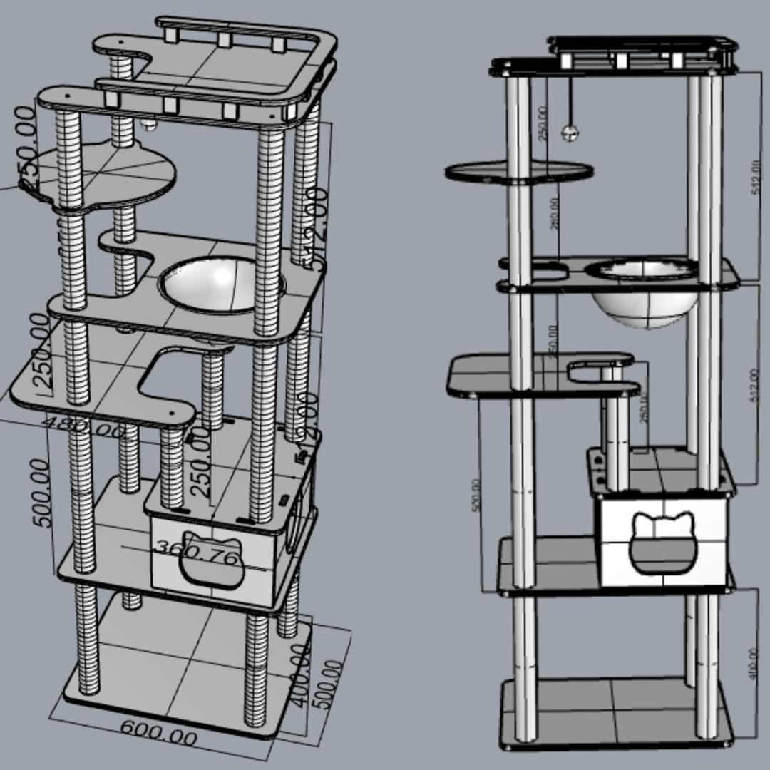 アウトレット3 キャットタワー 木製 宇宙船　展望台　多頭飼い 大型 178cm